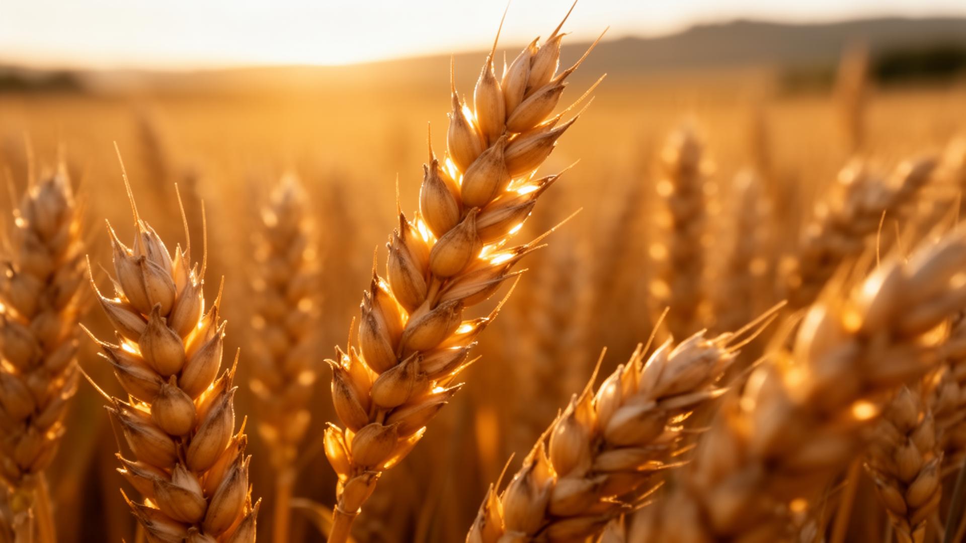 Italian durum wheat at golden hour — heritage grain stone-milled for Moderna's dough